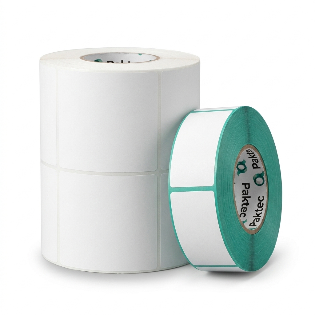Rolls of blank white thermal shipping labels
