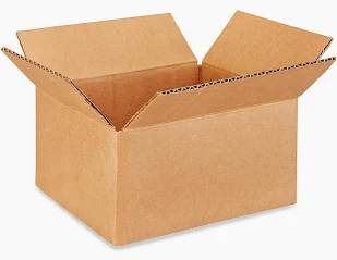 Stack of plain kraft corrugated shipping boxes