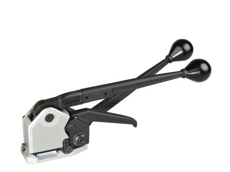 Manual sealless steel strapping tool with two long handles
